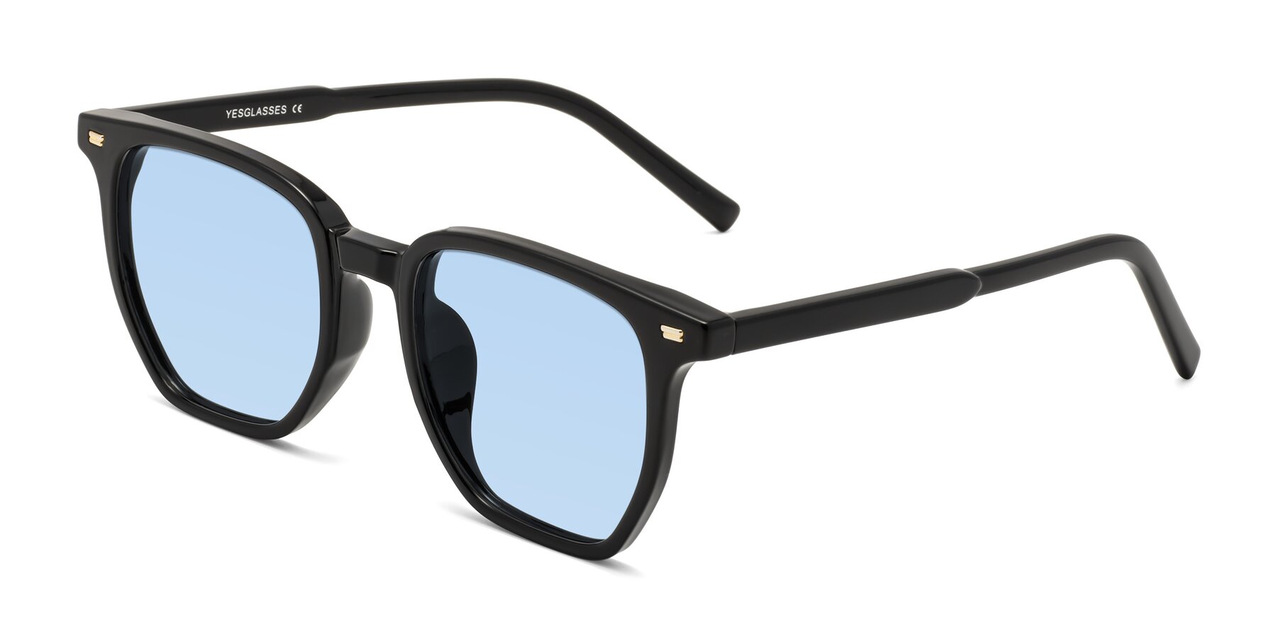 Angle of Lucky in Black with Light Blue Tinted Lenses