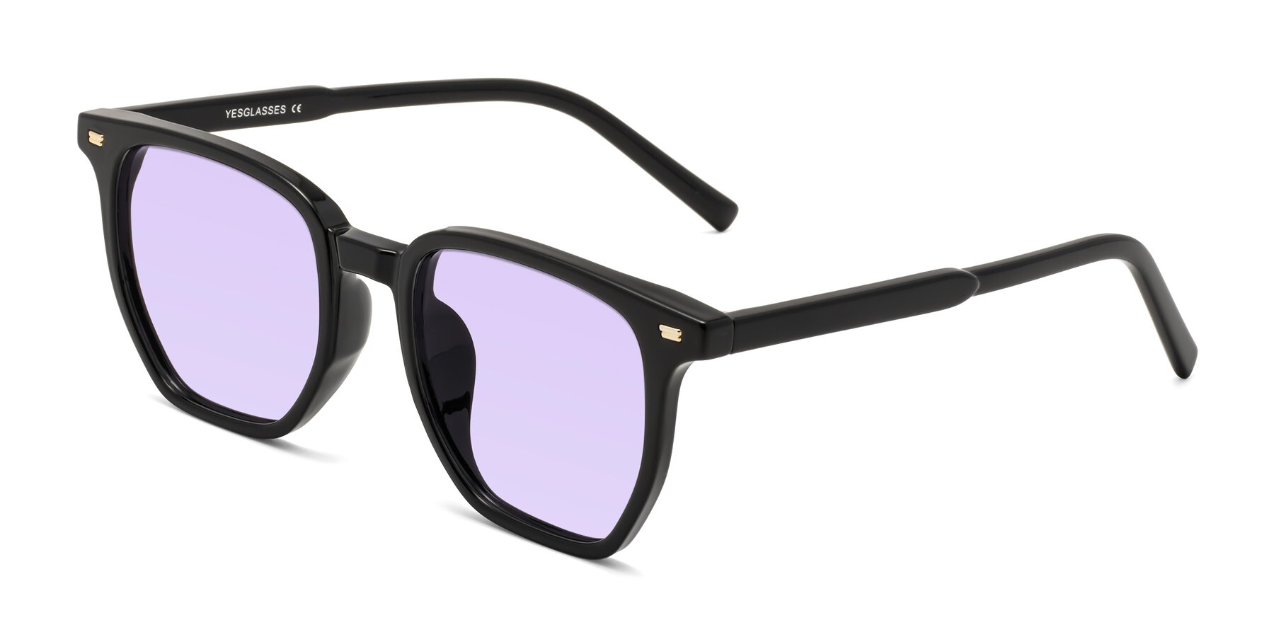 Angle of Lucky in Black with Light Purple Tinted Lenses