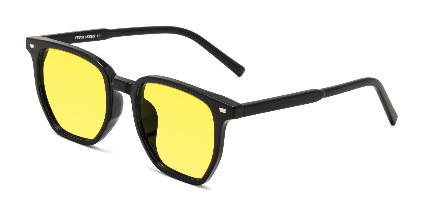 Angle of Lucky in Black with Medium Yellow Tinted Lenses