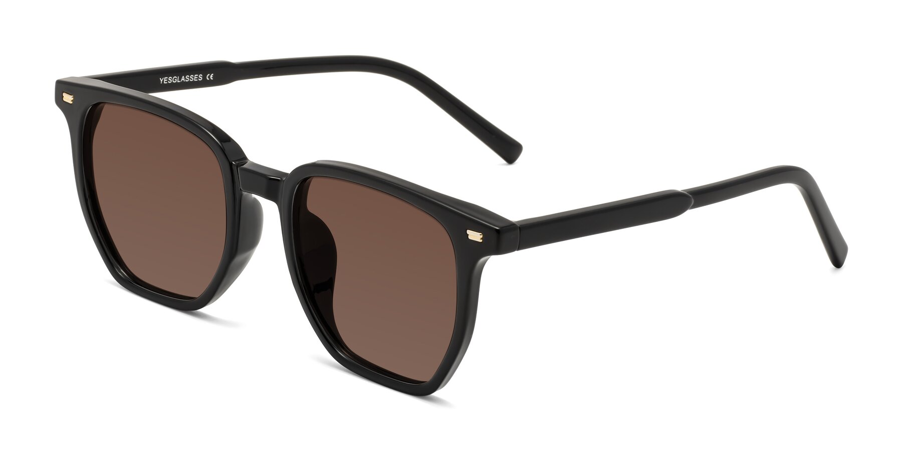 Angle of Lucky in Black with Brown Tinted Lenses