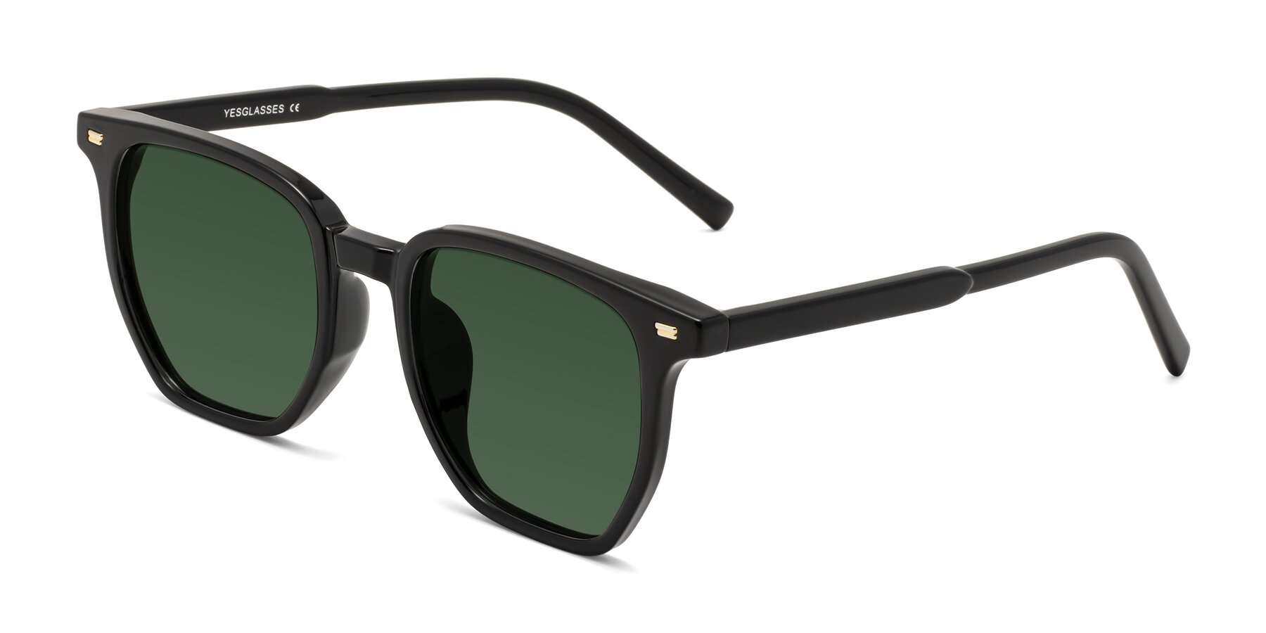 Angle of Lucky in Black with Green Tinted Lenses