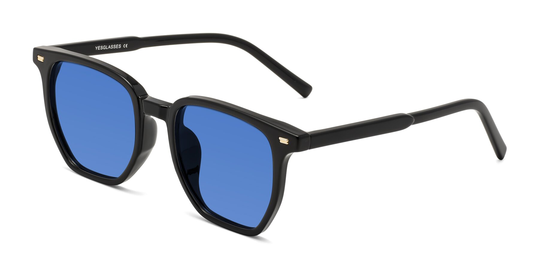 Angle of Lucky in Black with Blue Tinted Lenses