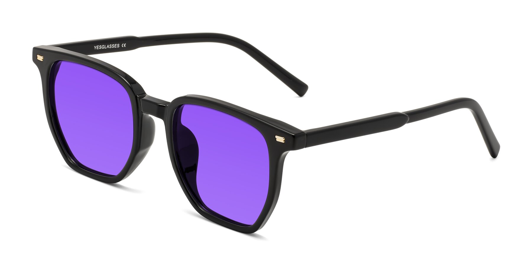 Angle of Lucky in Black with Purple Tinted Lenses