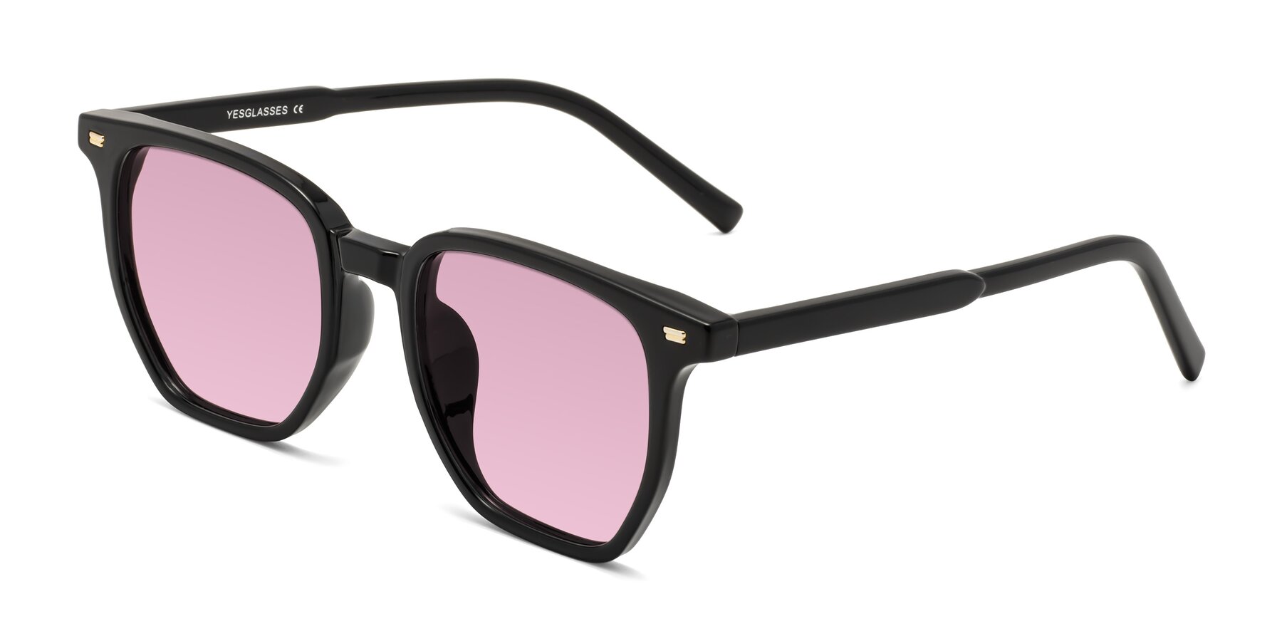 Angle of Lucky in Black with Light Wine Tinted Lenses