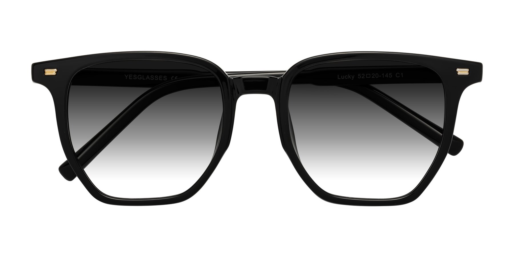 Folded Front of Lucky in Black with Gray Gradient Lenses