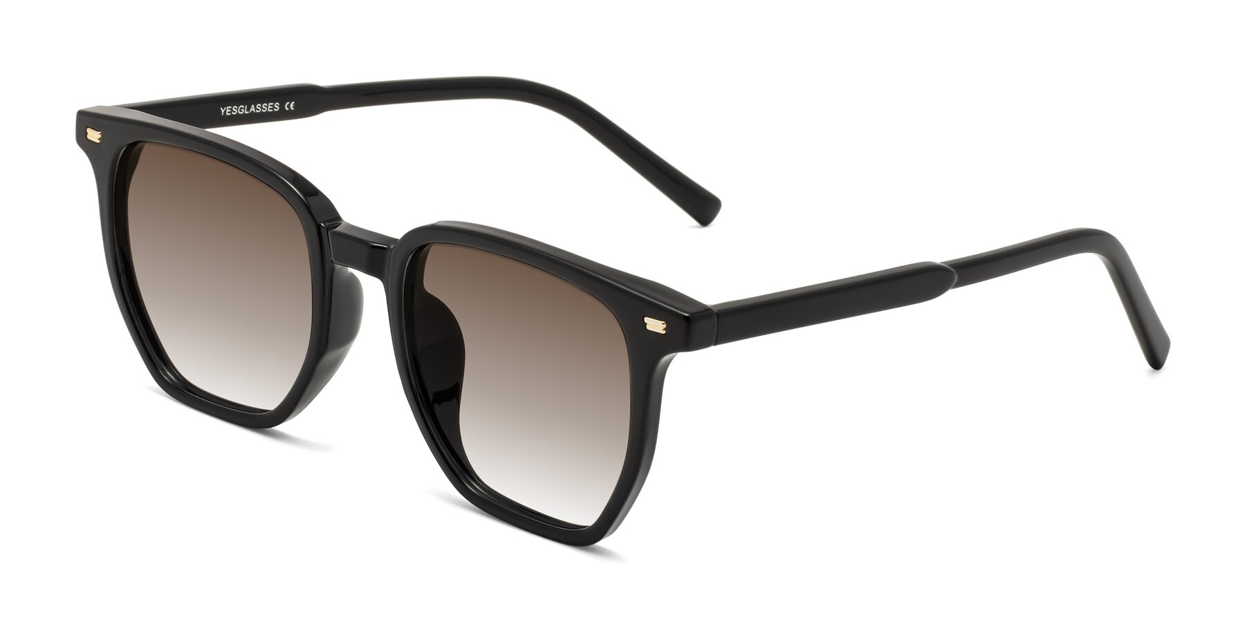 Angle of Lucky in Black with Brown Gradient Lenses