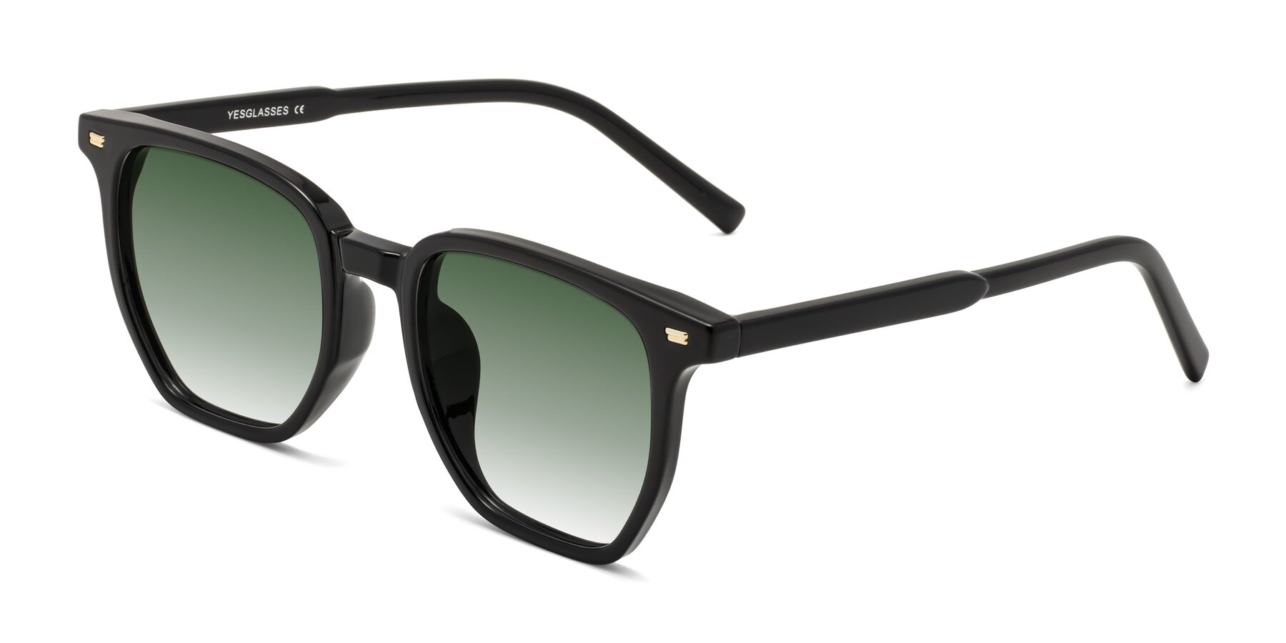 Angle of Lucky in Black with Green Gradient Lenses