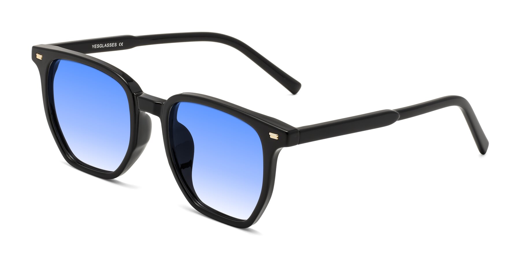 Angle of Lucky in Black with Blue Gradient Lenses