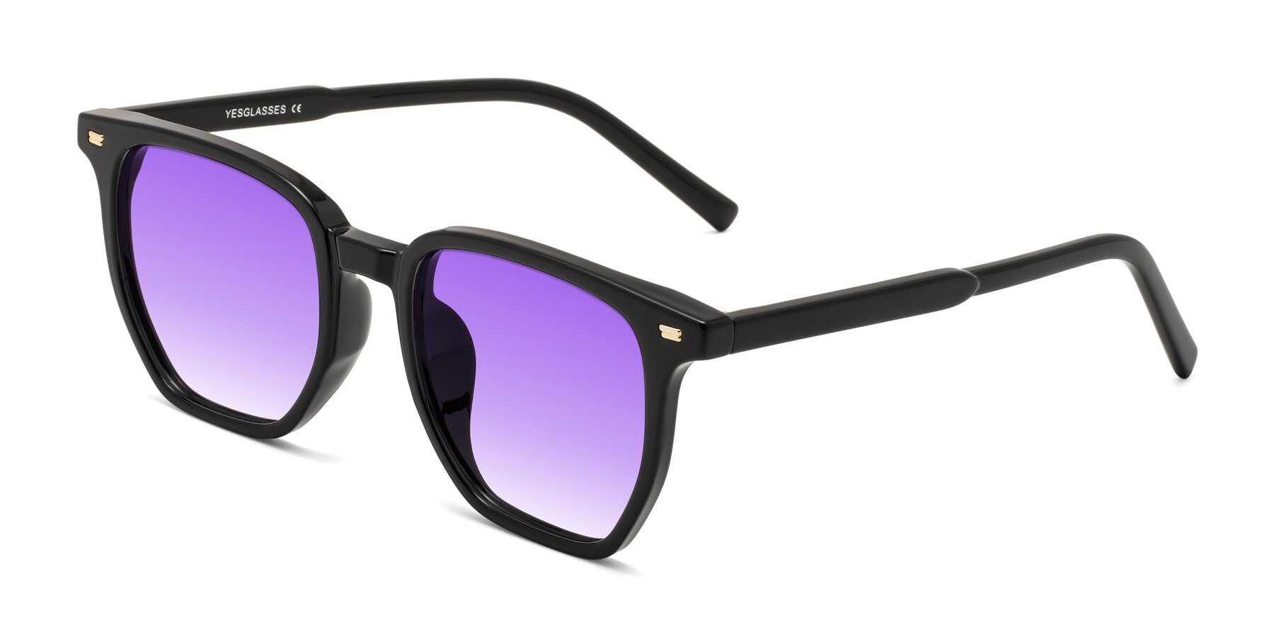 Angle of Lucky in Black with Purple Gradient Lenses