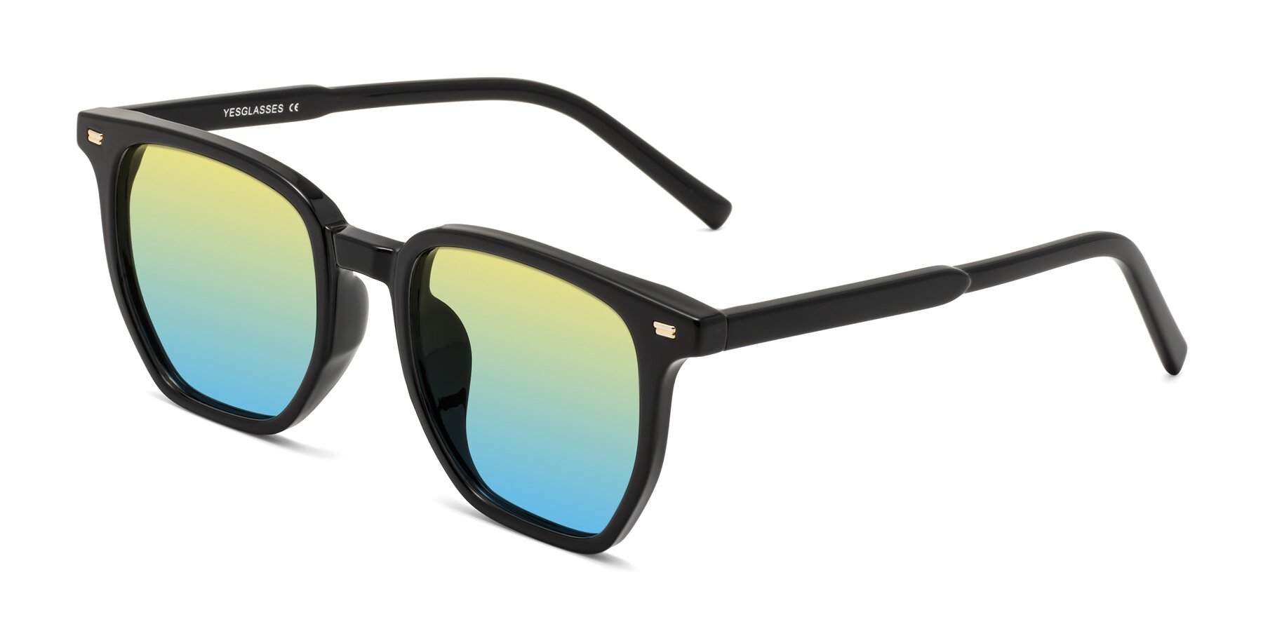 Angle of Lucky in Black with Yellow / Blue Gradient Lenses