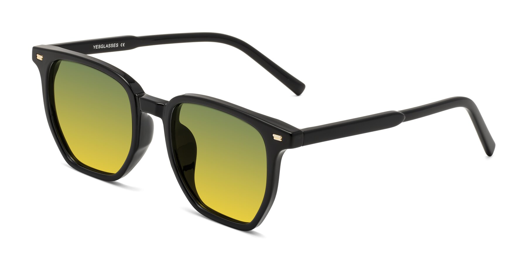 Angle of Lucky in Black with Green / Yellow Gradient Lenses