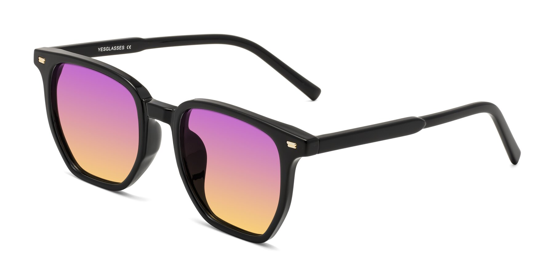 Angle of Lucky in Black with Purple / Yellow Gradient Lenses