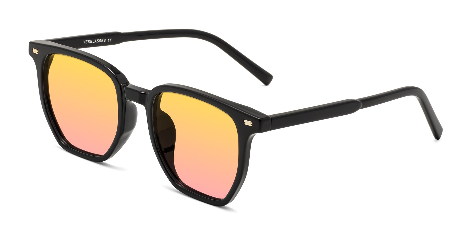 Angle of Lucky in Black with Yellow / Pink Gradient Lenses