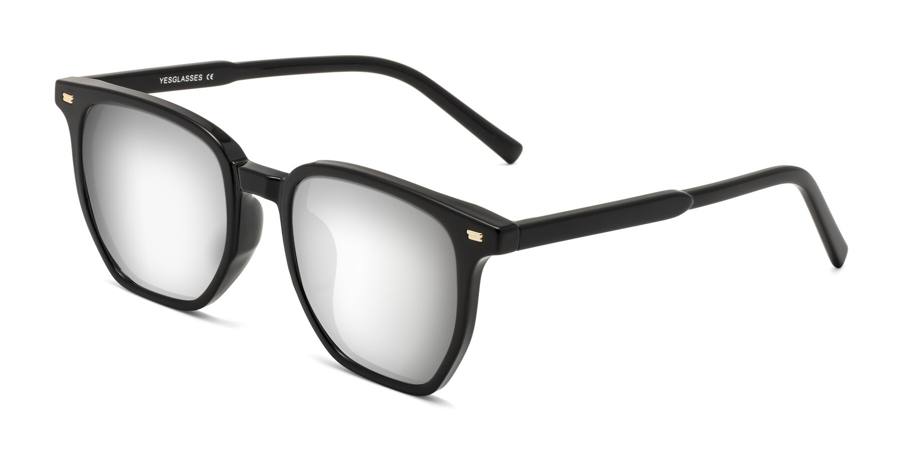 Angle of Lucky in Black with Silver Mirrored Lenses