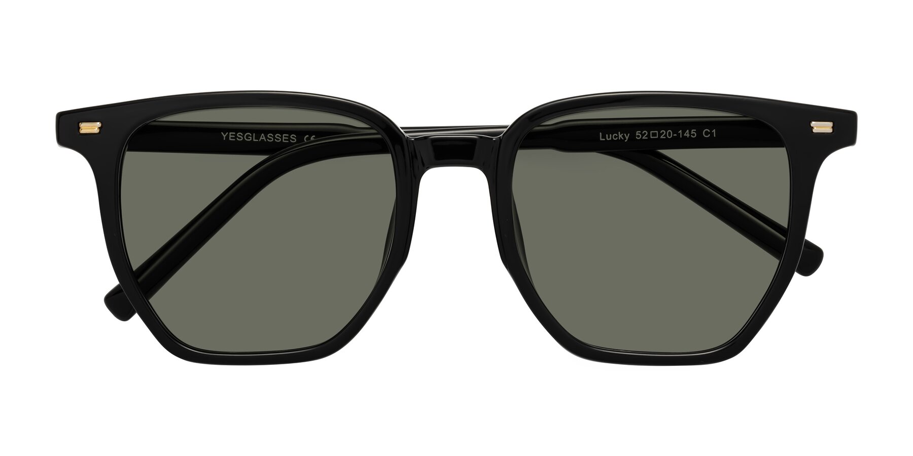 Folded Front of Lucky in Black with Gray Polarized Lenses