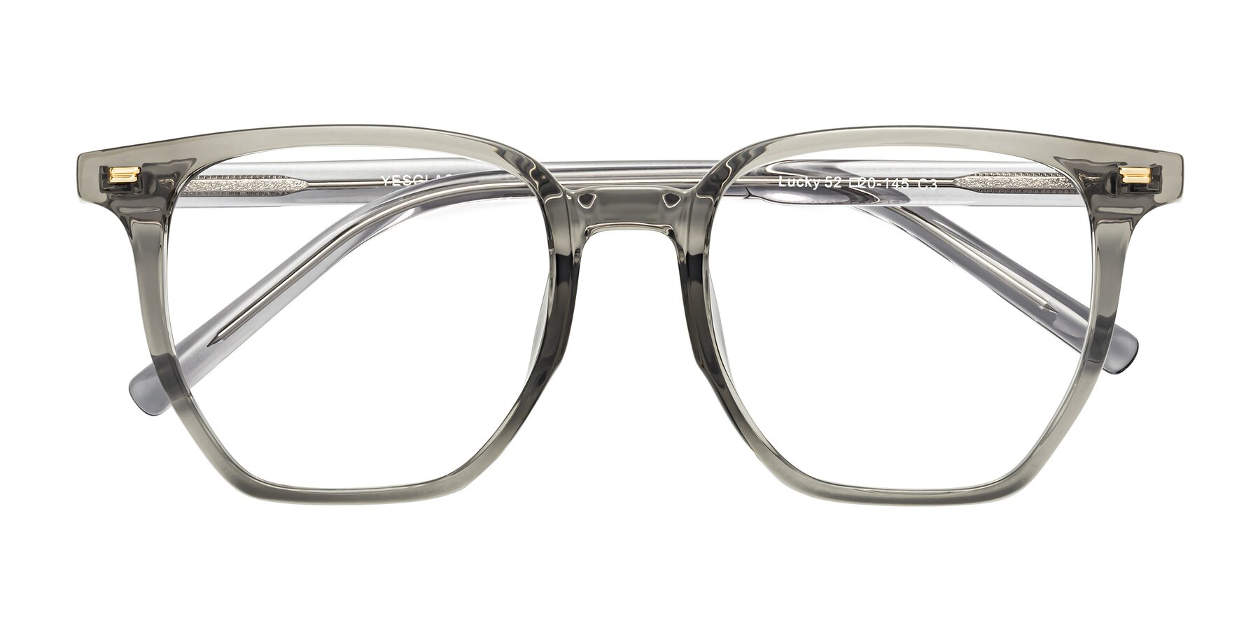 Folded Front of Lucky in Translucent Gray with Clear Blue Light Blocking Lenses