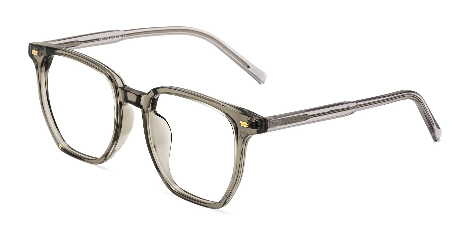 Angle of Lucky in Translucent Gray with Clear Reading Eyeglass Lenses