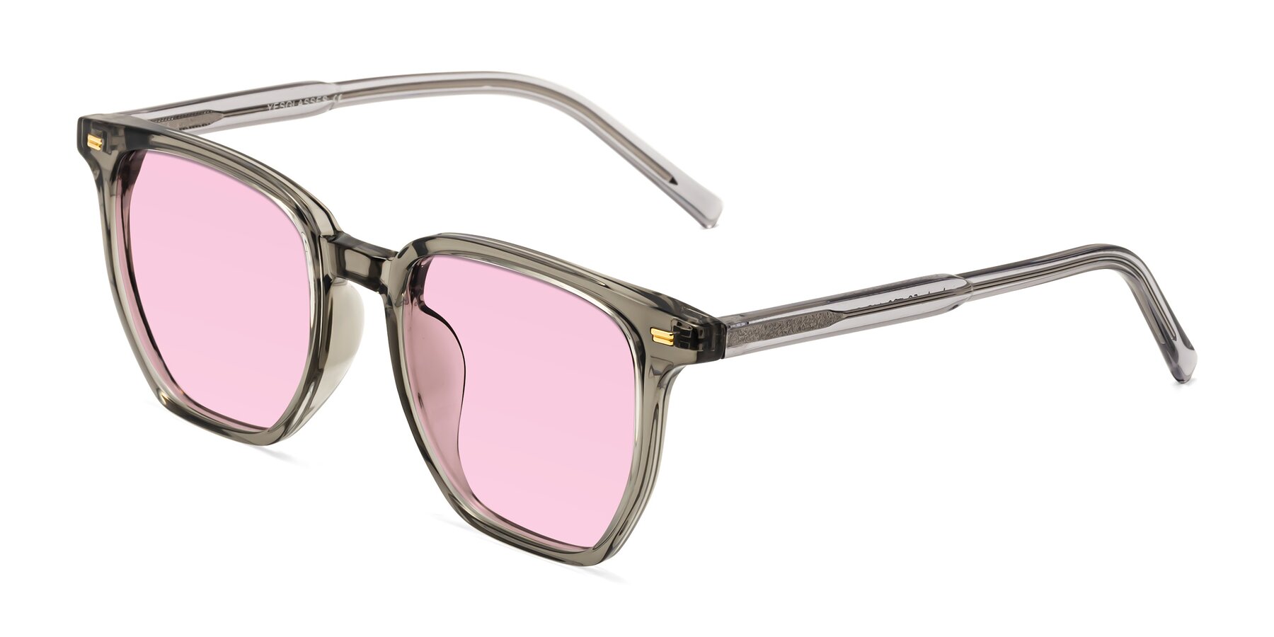 Angle of Lucky in Translucent Gray with Light Pink Tinted Lenses