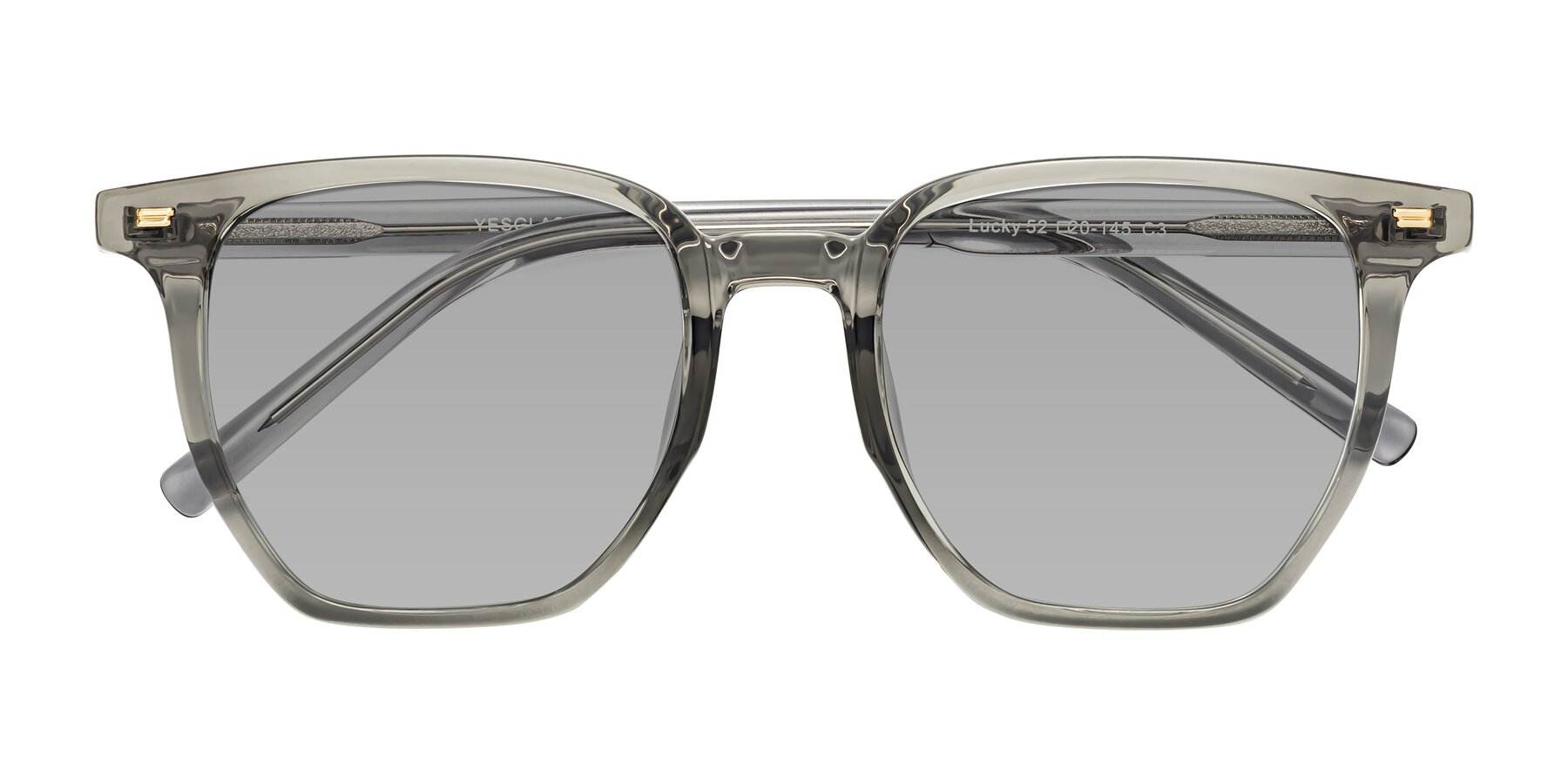 Folded Front of Lucky in Translucent Gray with Light Gray Tinted Lenses