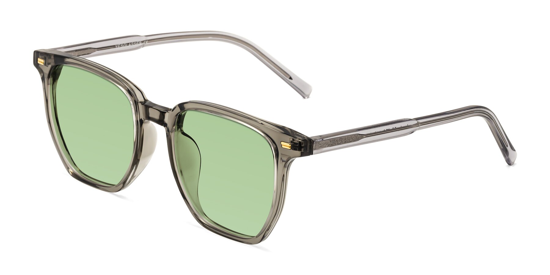 Angle of Lucky in Translucent Gray with Medium Green Tinted Lenses