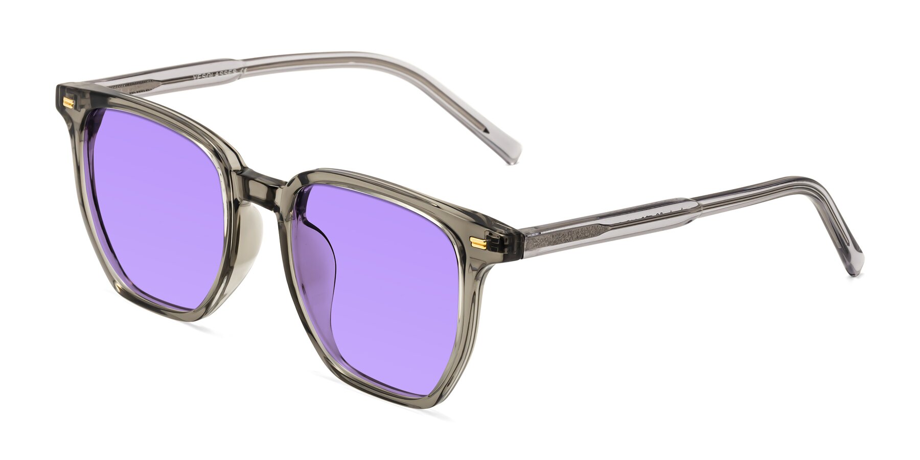 Angle of Lucky in Translucent Gray with Medium Purple Tinted Lenses