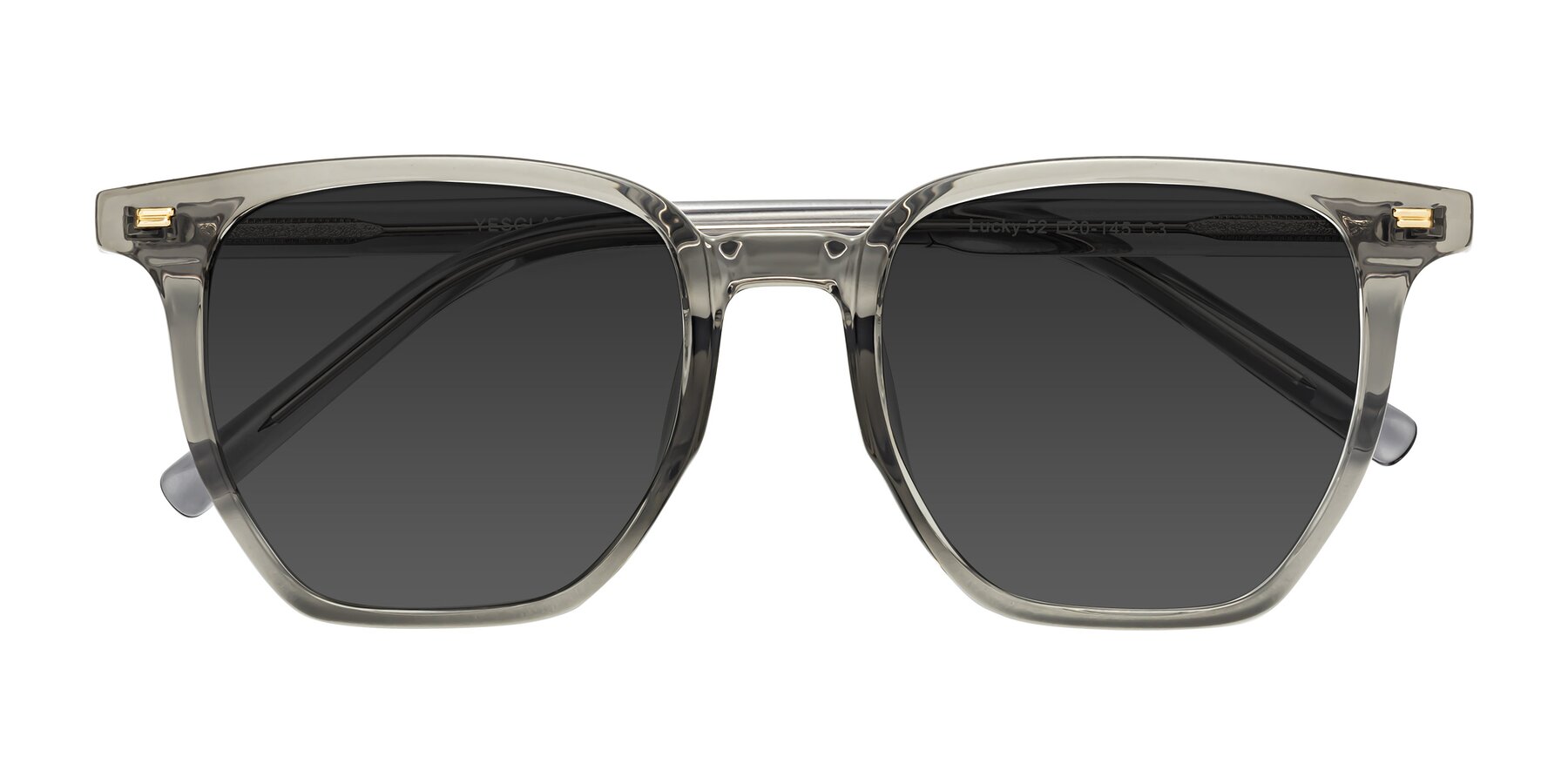 Folded Front of Lucky in Translucent Gray with Gray Tinted Lenses