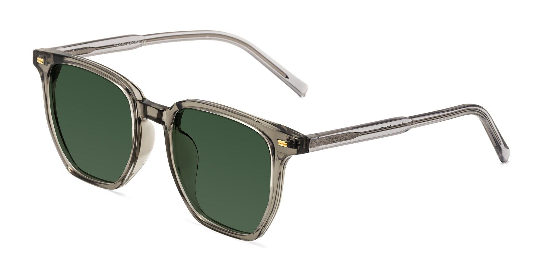 Angle of Lucky in Translucent Gray with Green Tinted Lenses