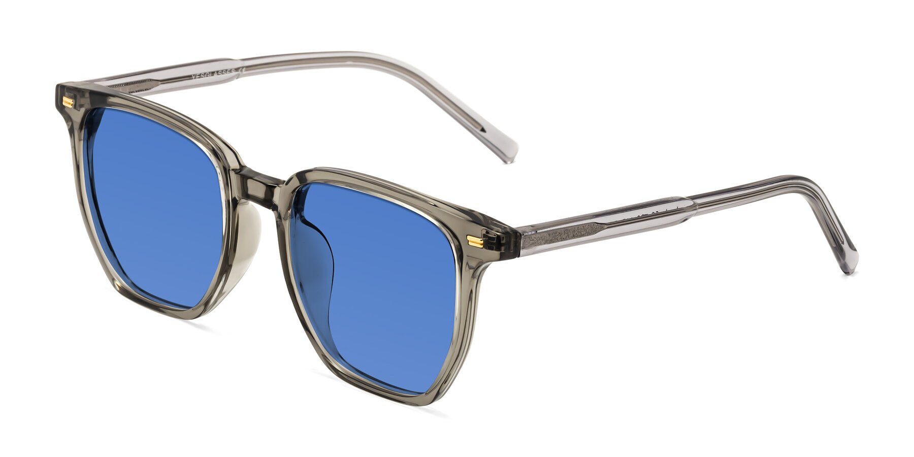 Angle of Lucky in Translucent Gray with Blue Tinted Lenses