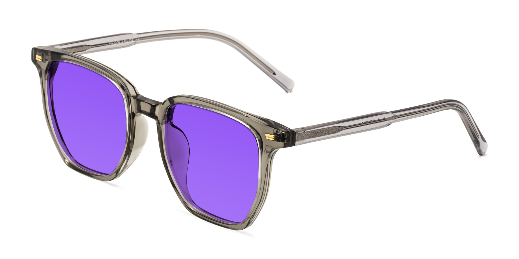 Angle of Lucky in Translucent Gray with Purple Tinted Lenses