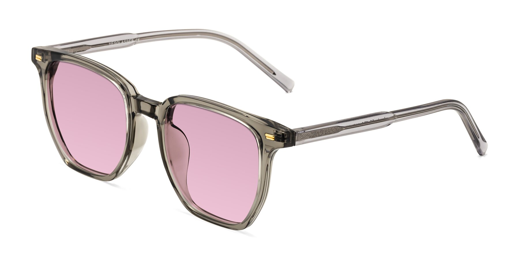 Angle of Lucky in Translucent Gray with Light Wine Tinted Lenses