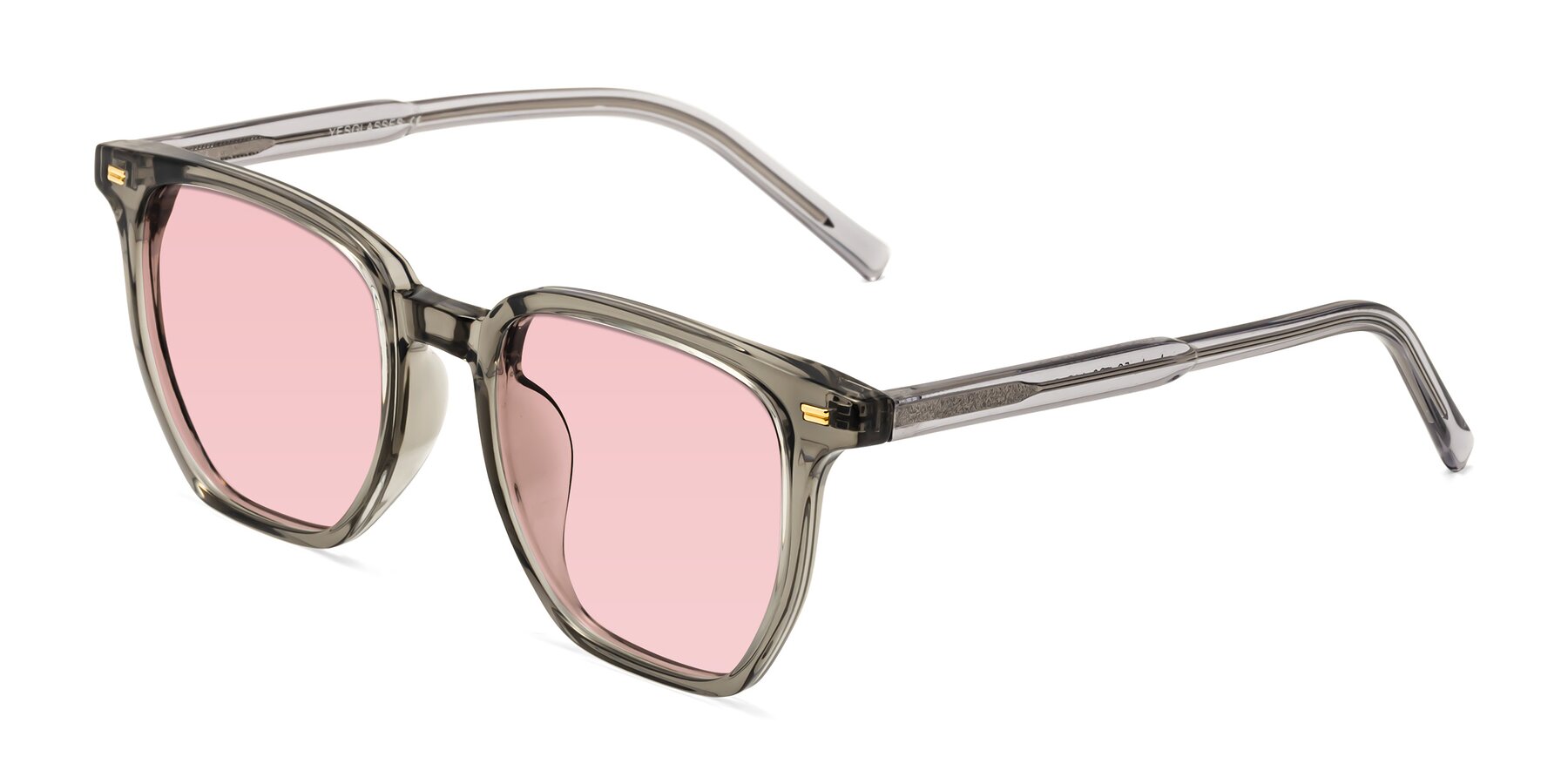 Angle of Lucky in Translucent Gray with Light Garnet Tinted Lenses