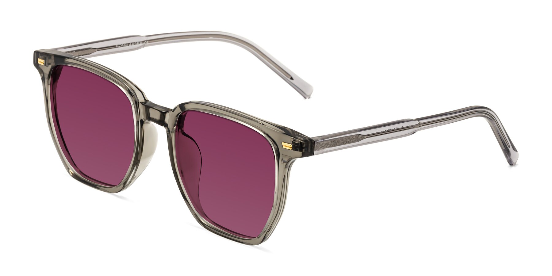 Angle of Lucky in Translucent Gray with Wine Tinted Lenses