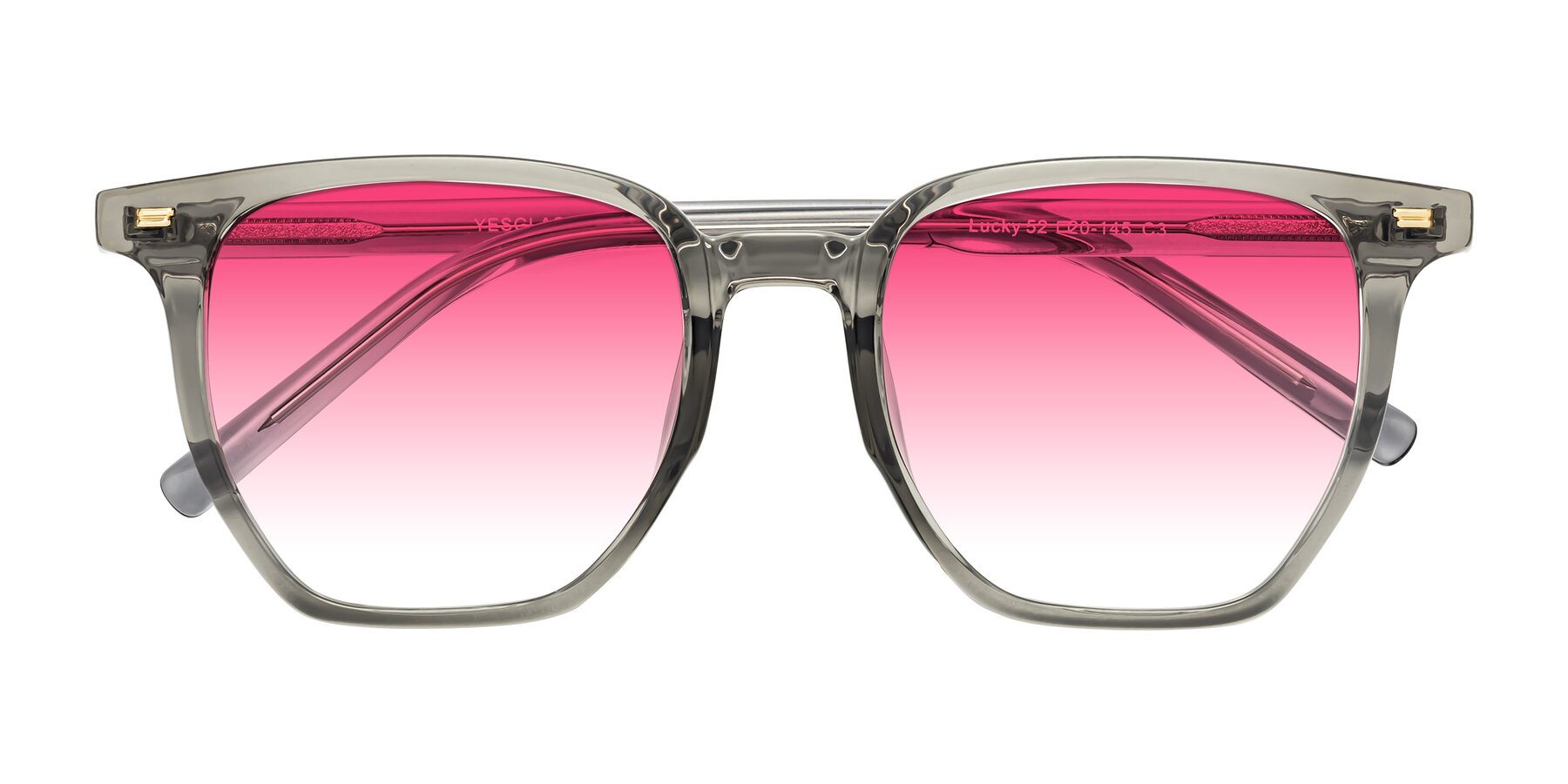 Folded Front of Lucky in Translucent Gray with Pink Gradient Lenses