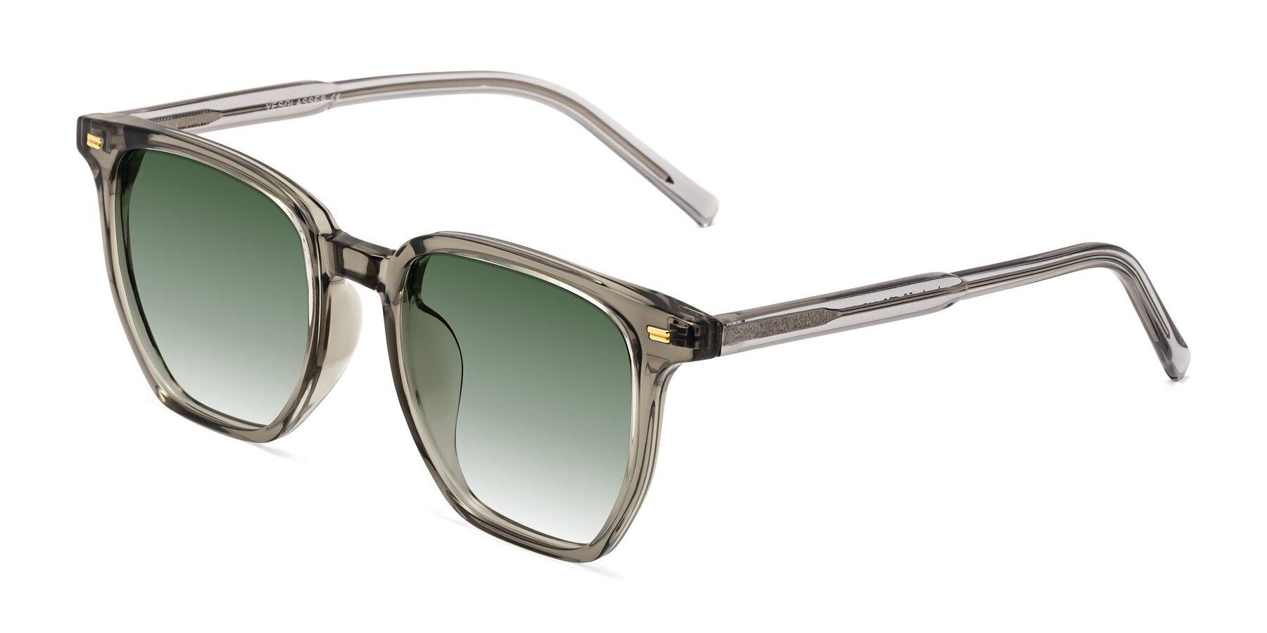 Angle of Lucky in Translucent Gray with Green Gradient Lenses