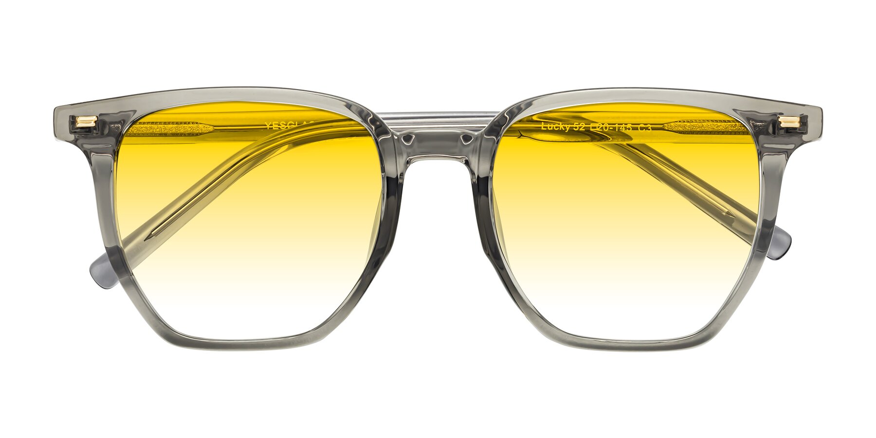 Folded Front of Lucky in Translucent Gray with Yellow Gradient Lenses