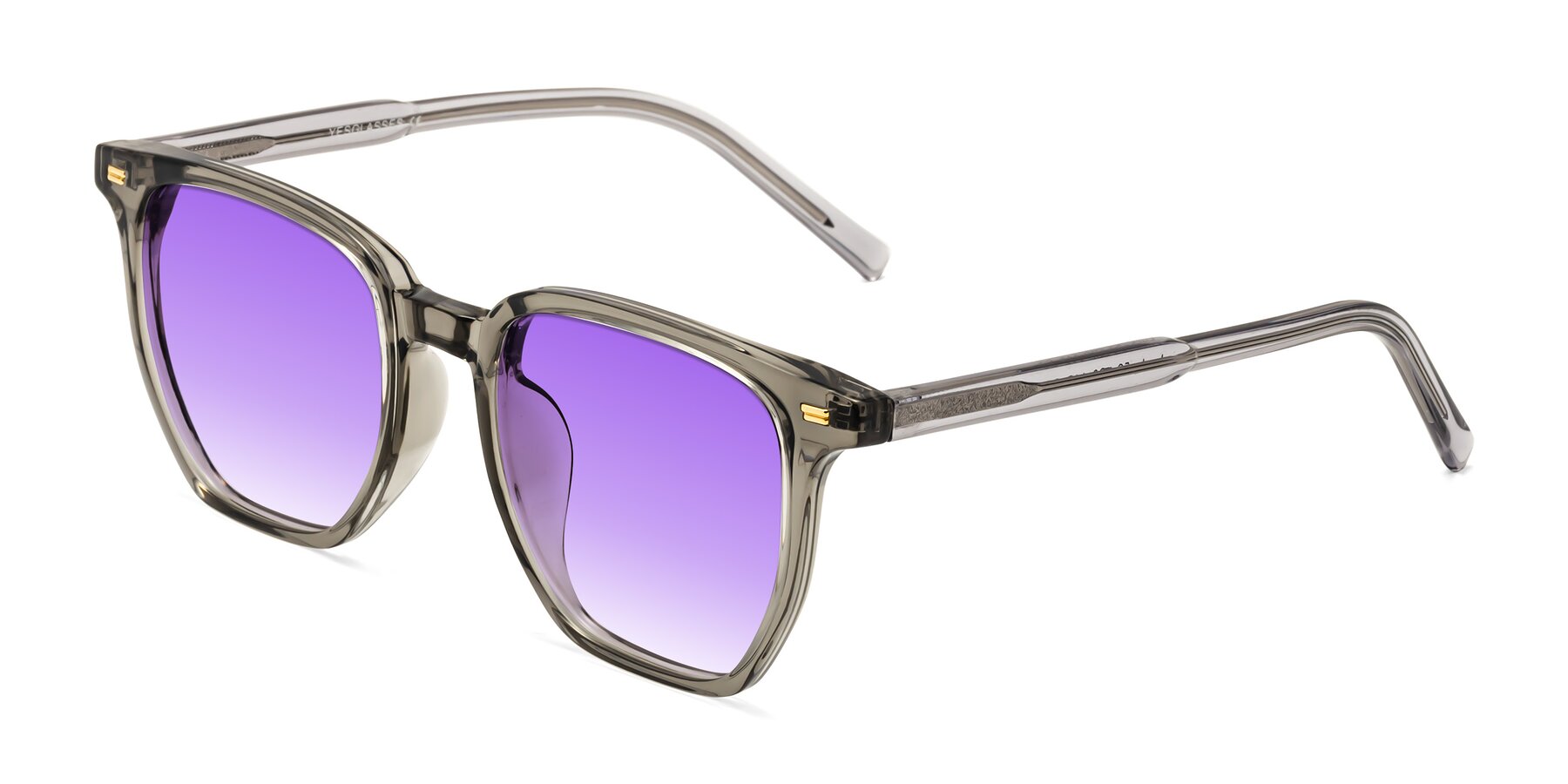Angle of Lucky in Translucent Gray with Purple Gradient Lenses