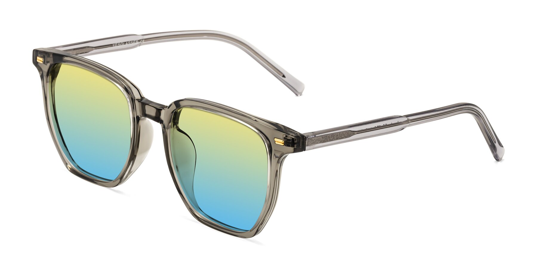 Angle of Lucky in Translucent Gray with Yellow / Blue Gradient Lenses