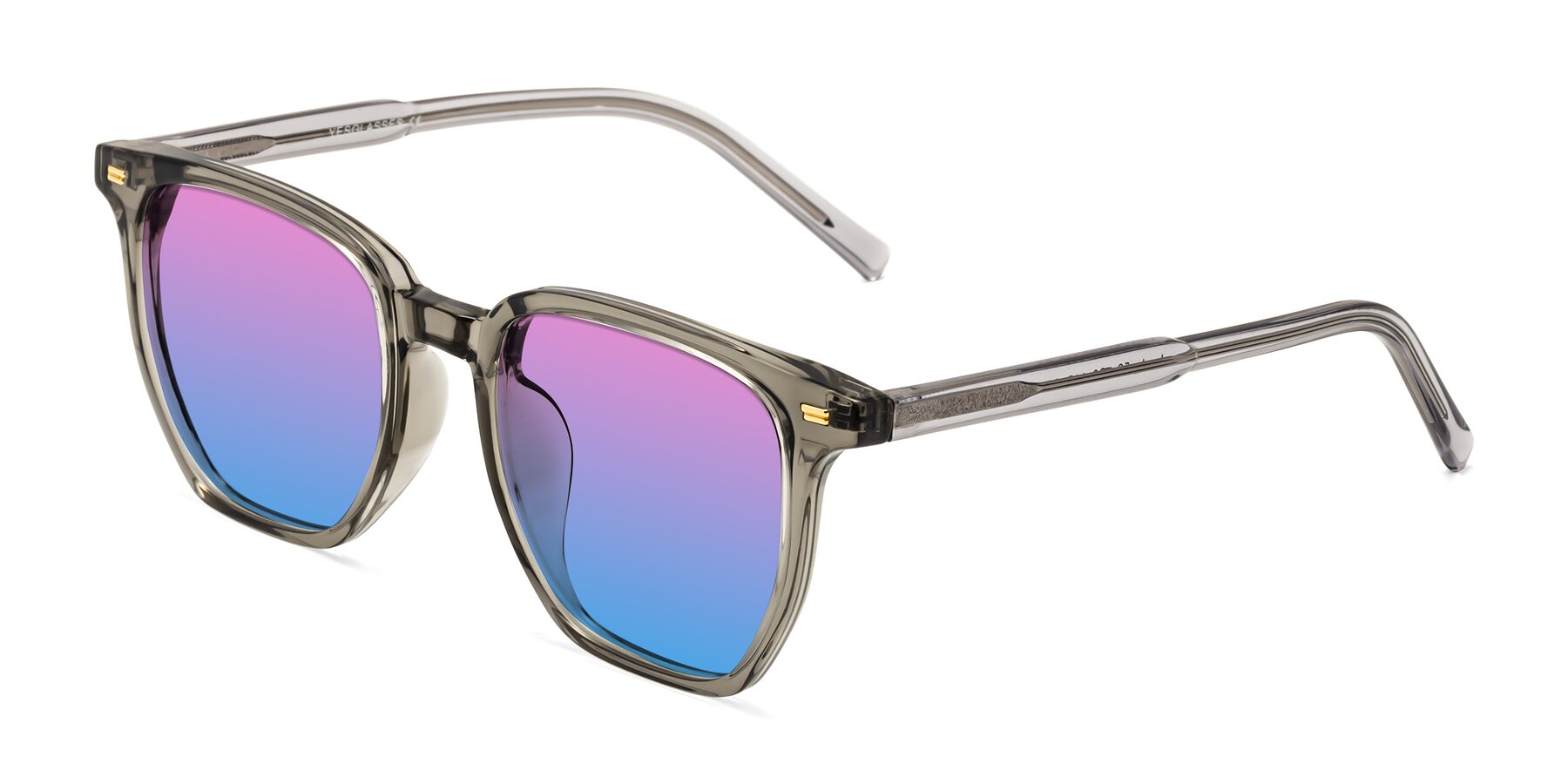 Angle of Lucky in Translucent Gray with Pink / Blue Gradient Lenses