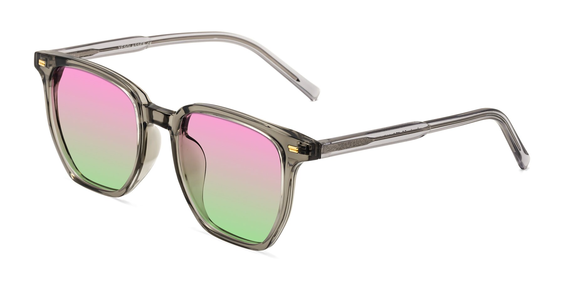 Angle of Lucky in Translucent Gray with Pink / Green Gradient Lenses