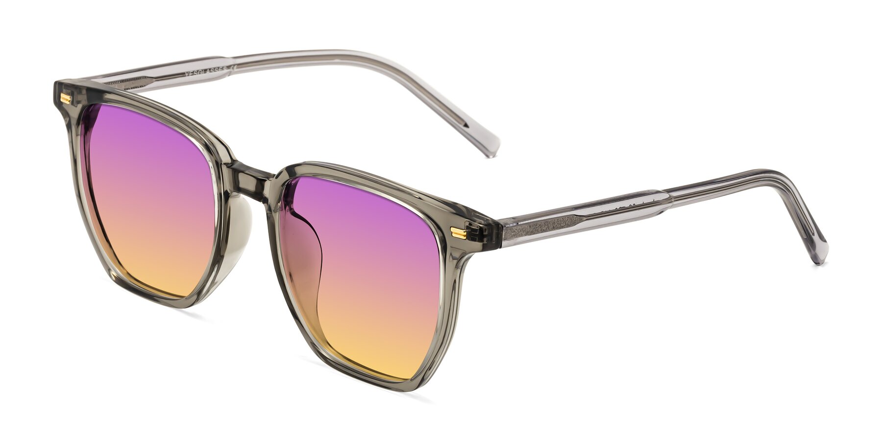 Angle of Lucky in Translucent Gray with Purple / Yellow Gradient Lenses