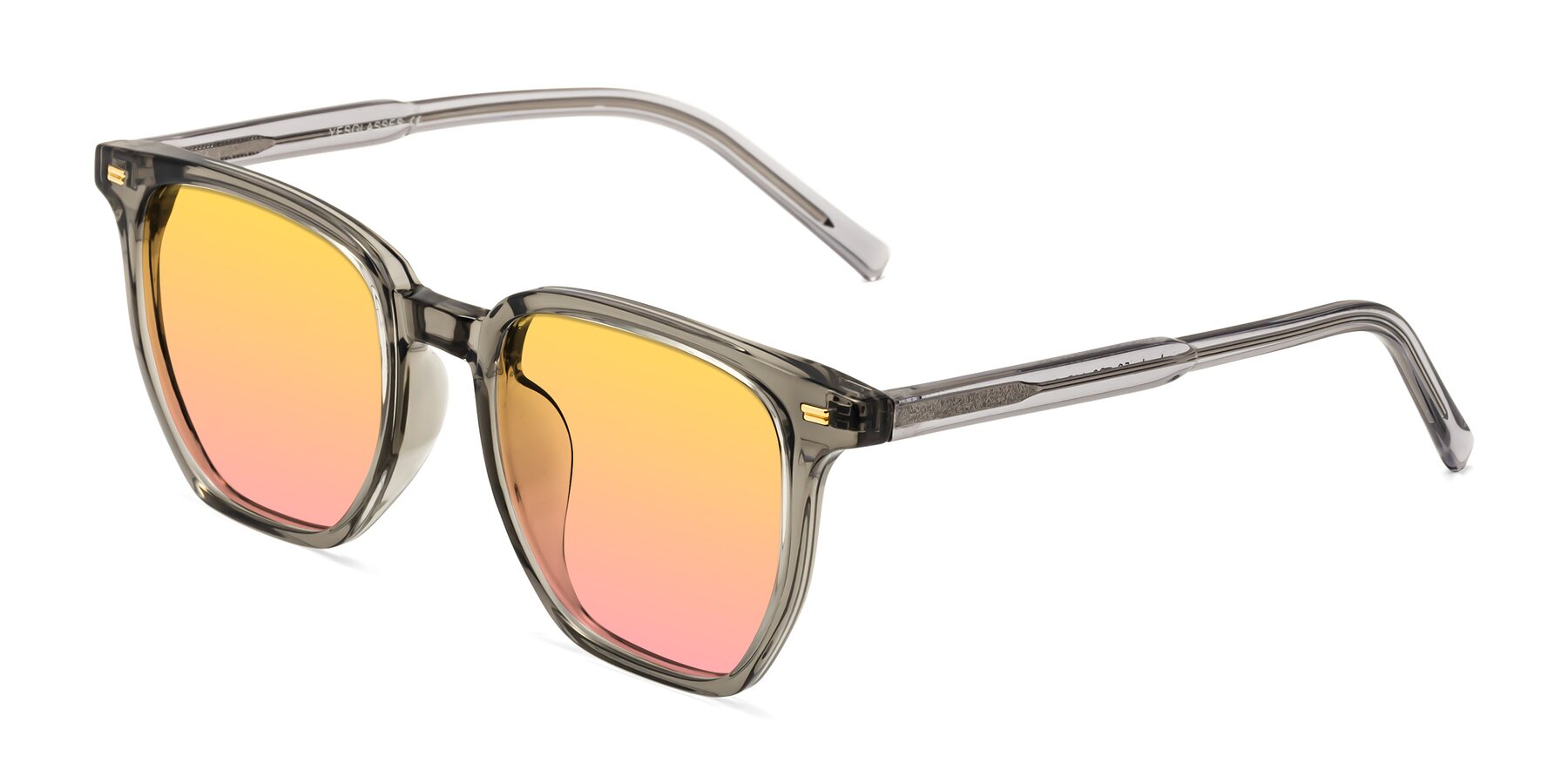 Angle of Lucky in Translucent Gray with Yellow / Pink Gradient Lenses