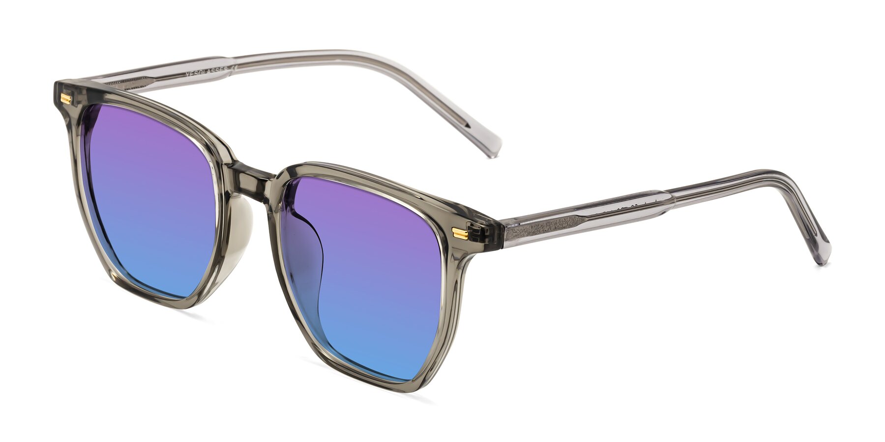 Angle of Lucky in Translucent Gray with Purple / Blue Gradient Lenses