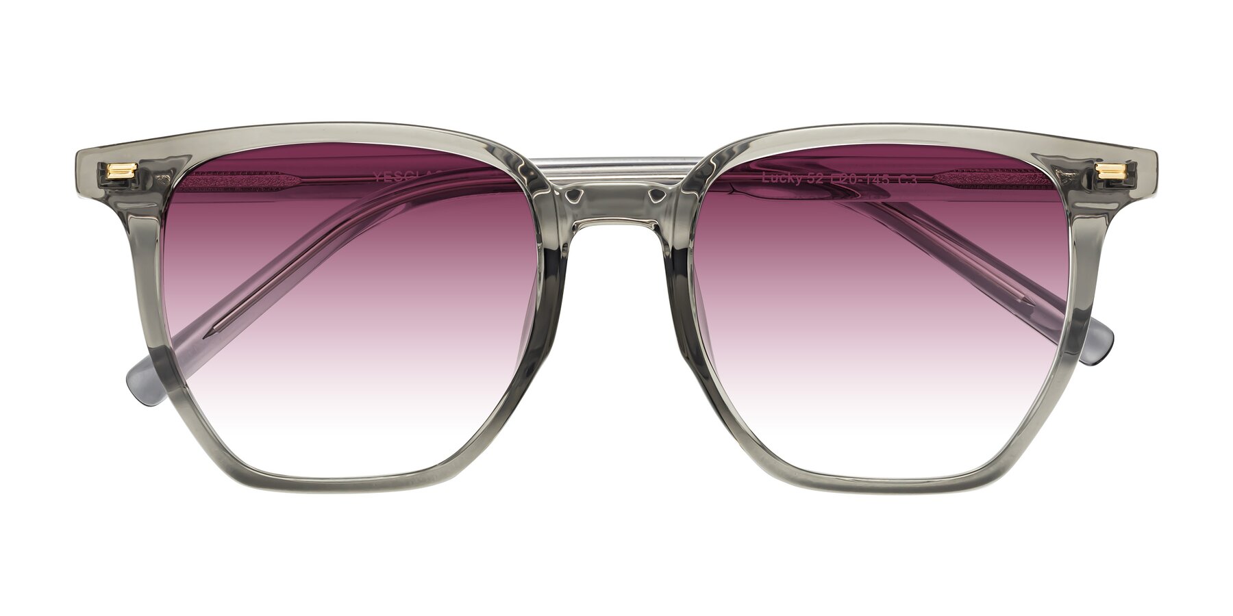 Folded Front of Lucky in Translucent Gray with Wine Gradient Lenses