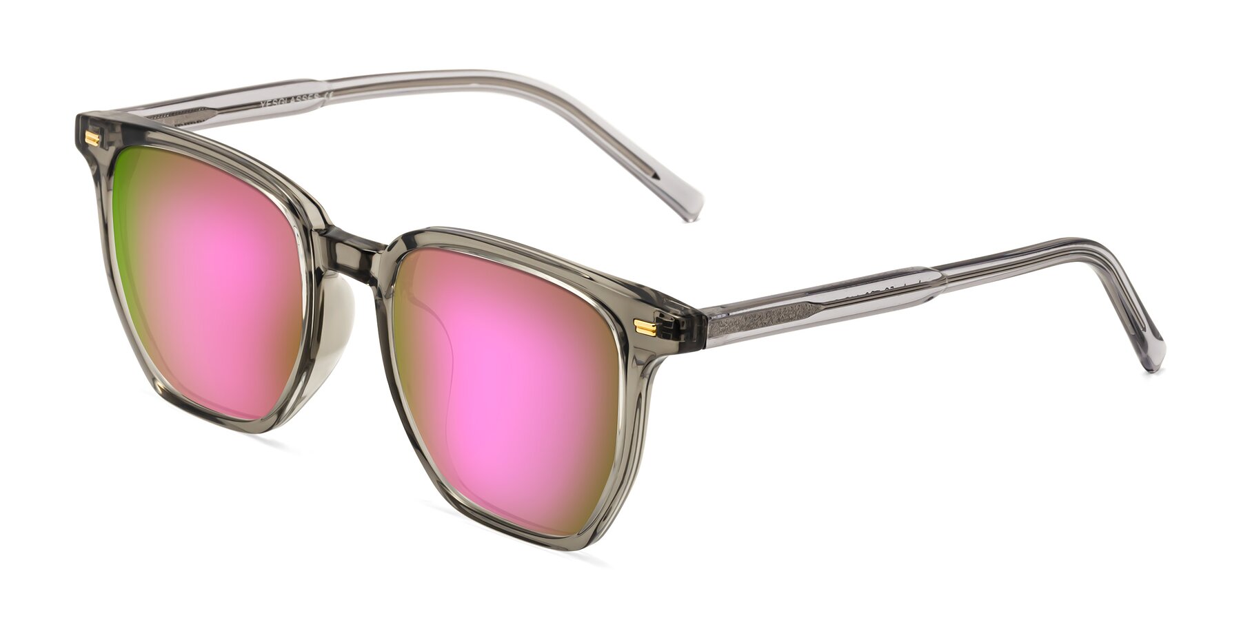Angle of Lucky in Translucent Gray with Pink Mirrored Lenses