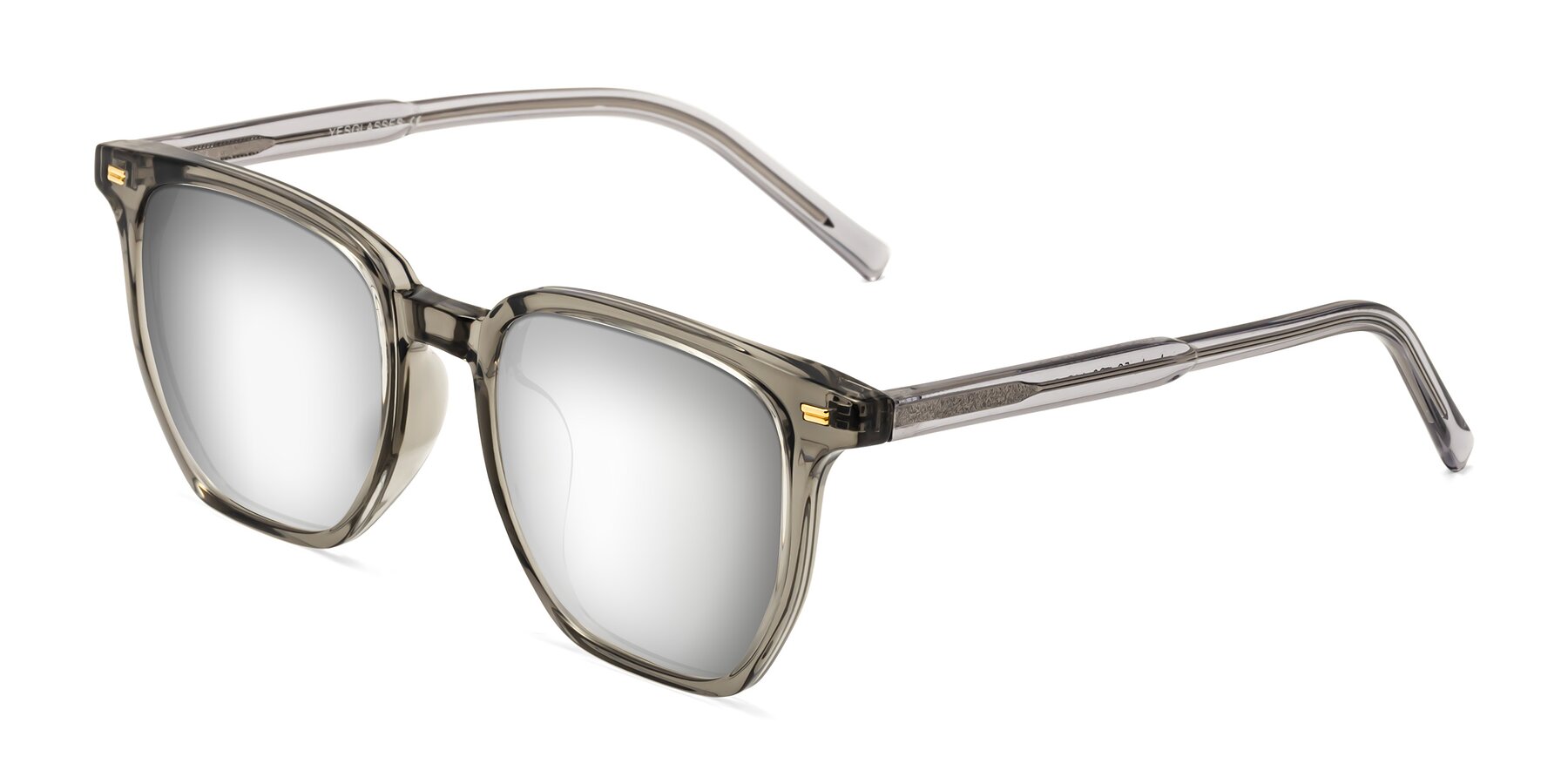 Angle of Lucky in Translucent Gray with Silver Mirrored Lenses