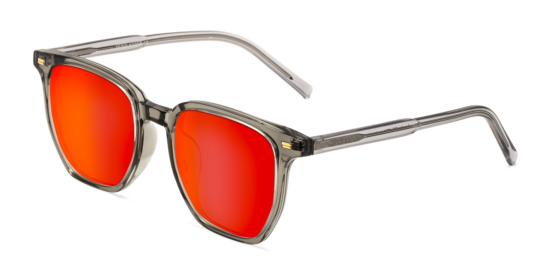 Angle of Lucky in Translucent Gray with Red Gold Mirrored Lenses