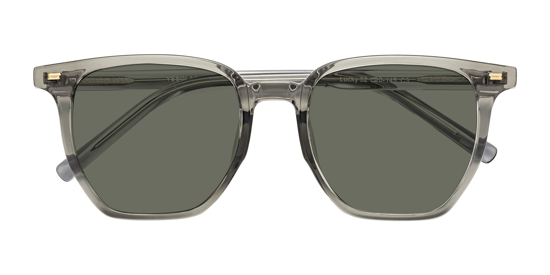 Folded Front of Lucky in Translucent Gray with Gray Polarized Lenses