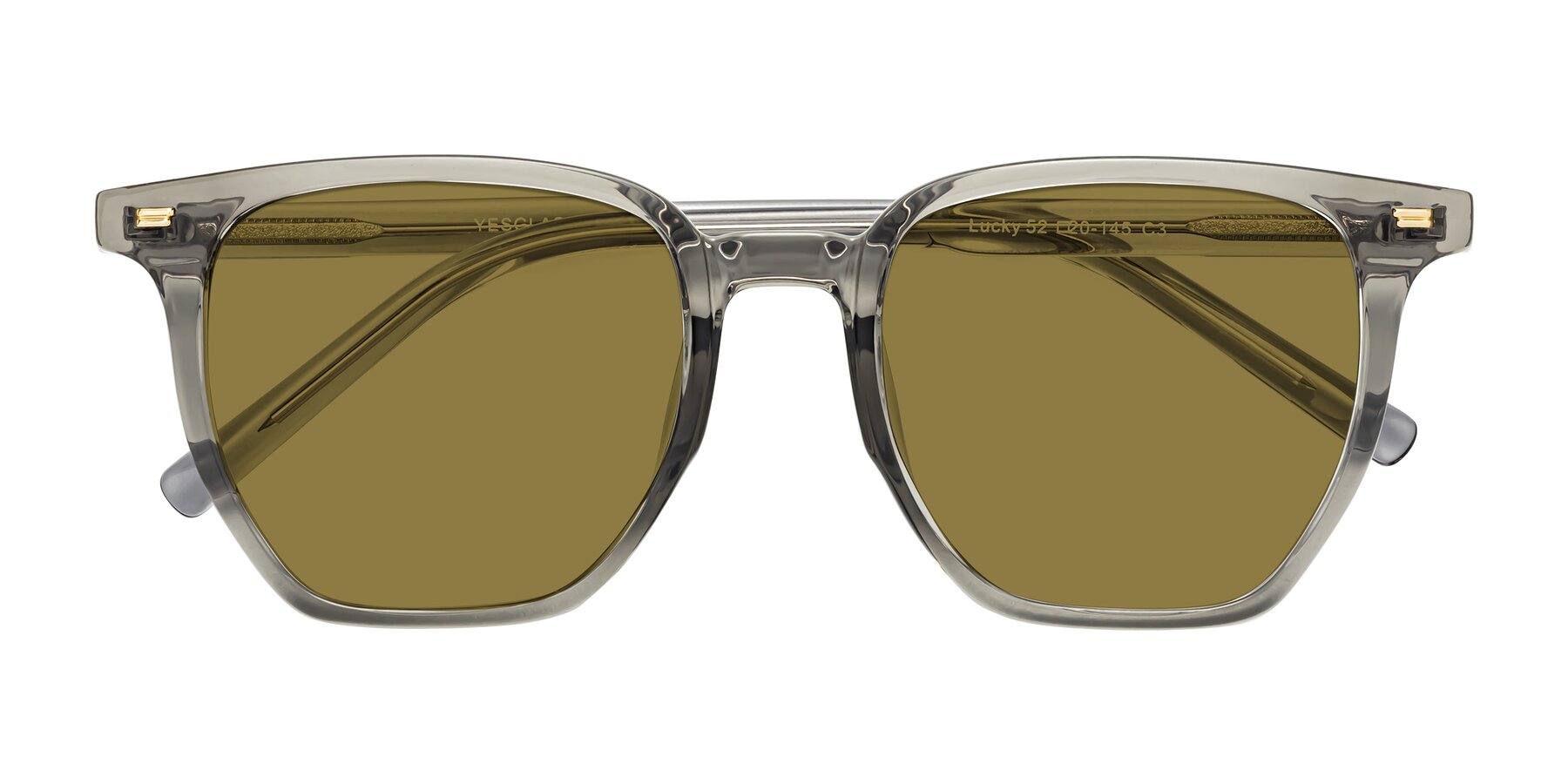 Folded Front of Lucky in Translucent Gray with Brown Polarized Lenses