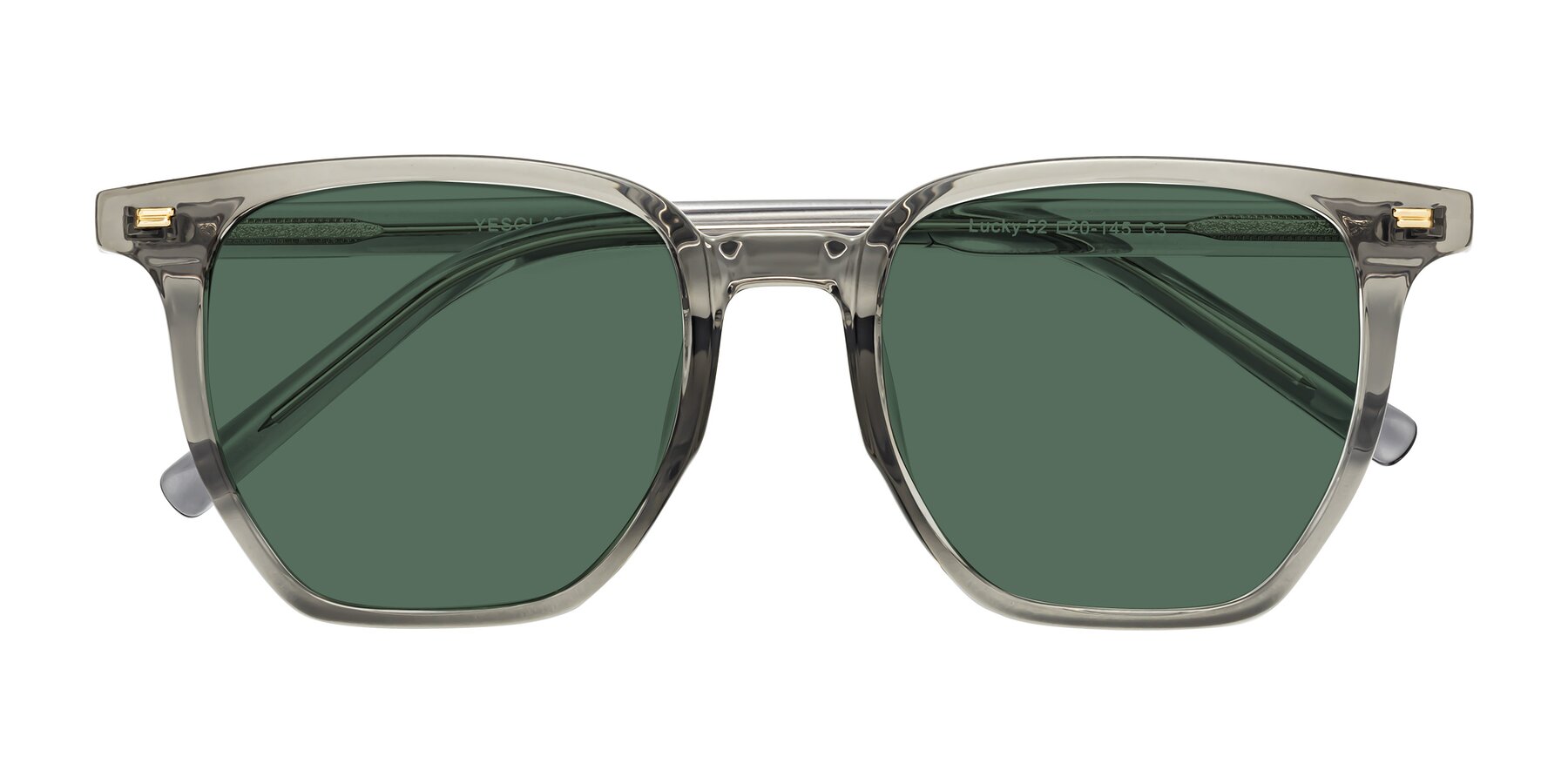 Folded Front of Lucky in Translucent Gray with Green Polarized Lenses