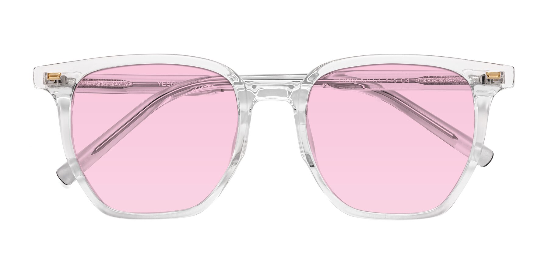 Folded Front of Lucky in Clear with Light Pink Tinted Lenses